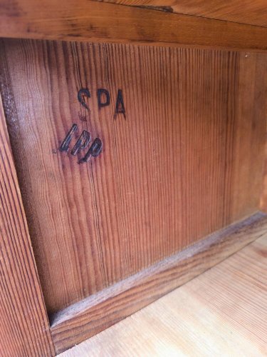 Armoire secrétaire rideaux bois rangement volet vintage années 1940