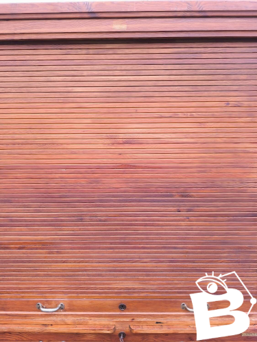 Armoire secrétaire rideaux bois rangement volet vintage années 1940