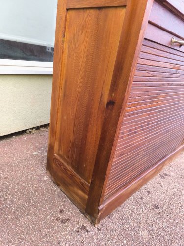 Armoire secrétaire rideaux bois rangement volet vintage années 1940