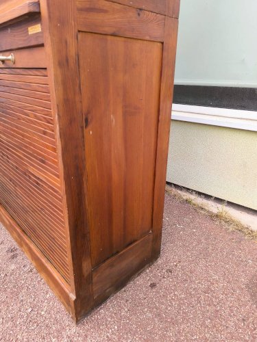 Armoire secrétaire rideaux bois rangement volet vintage années 1940