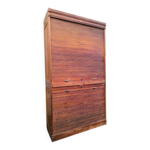 Armoire secrétaire rideaux bois rangement volet vintage années 1940