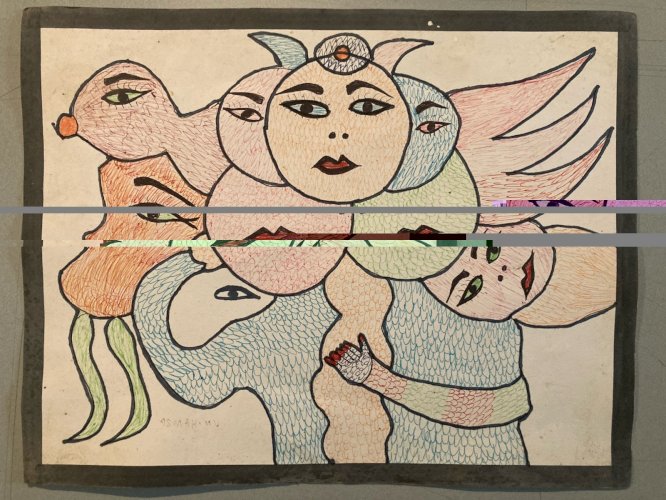 Art Brut Dessin Stylo Essaouira Mustapha Asmah Expressionniste Naïf Maroc 2000