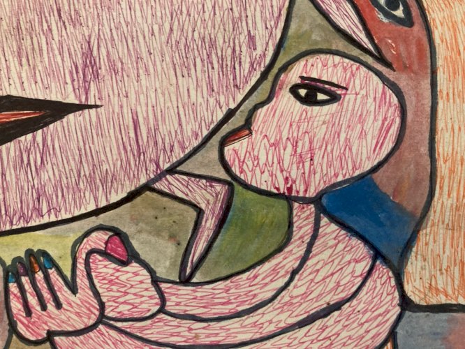 Art Brut Dessin Stylo Essaouira Mustapha Asmah Mu Expressionniste Maroc Naïf