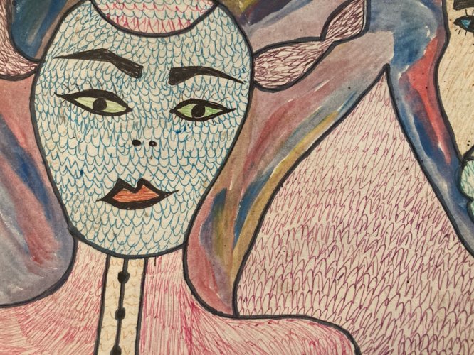 Art Brut Dessin Stylo Essaouira Mustapha Asmah Mu Expressionniste Naïf Maroc