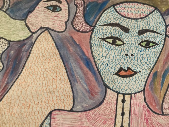 Art Brut Dessin Stylo Essaouira Mustapha Asmah Mu Expressionniste Naïf Maroc