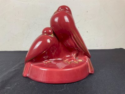 ART DECO FAIENCE COUPLE D OISEAUX 1930