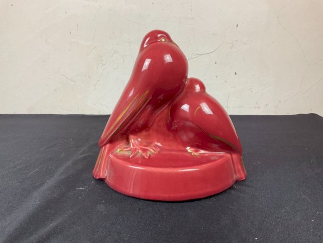 ART DECO FAIENCE COUPLE D OISEAUX 1930