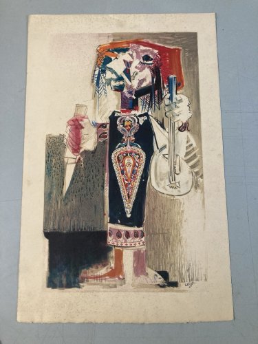 Art Lithographie Bernard LORJOU (1908-1986) L’assassinat de Sharon Tate Portrait