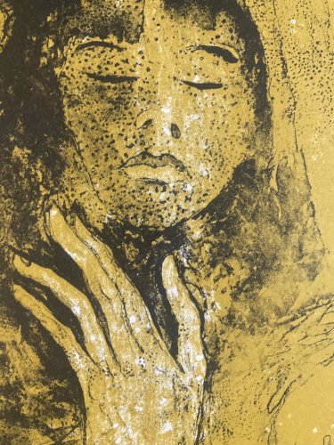 Art Lithographie Lebagang Portrait Affiche Art 1970 Gravure Personnage Estampe