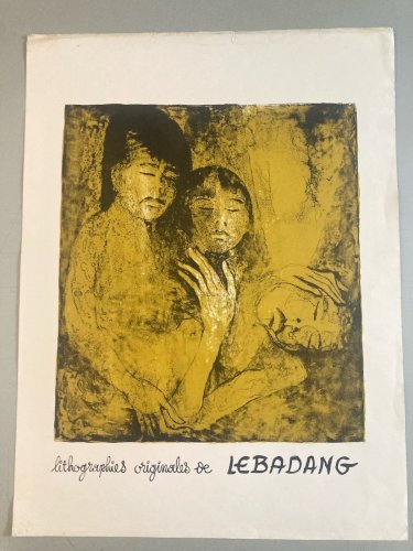 Art Lithographie Lebagang Portrait Affiche Art 1970 Gravure Personnage Estampe