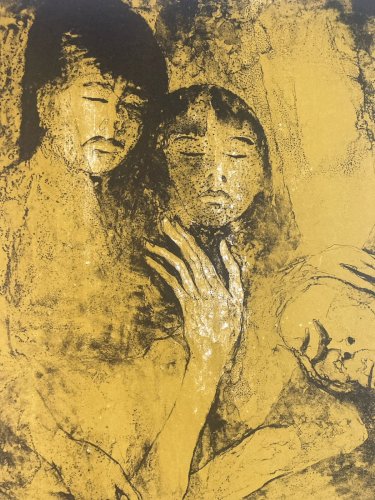 Art Lithographie Lebagang Portrait Affiche Art 1970 Gravure Personnage Estampe