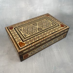 ART PERSAN Boite coffret bois marqueterie perse / Iran Khatam Kari ~18.5x11.5cm
