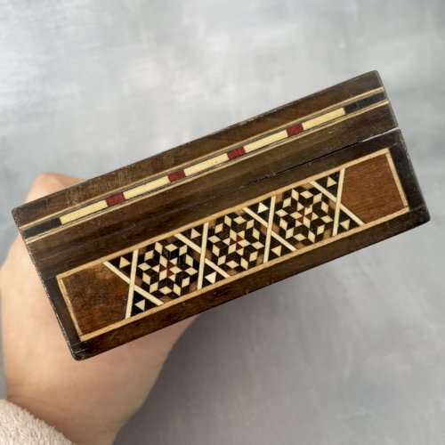 ART PERSAN Boite coffret bois marqueterie perse / Iran Khatam Kari ~18.5x11.5cm