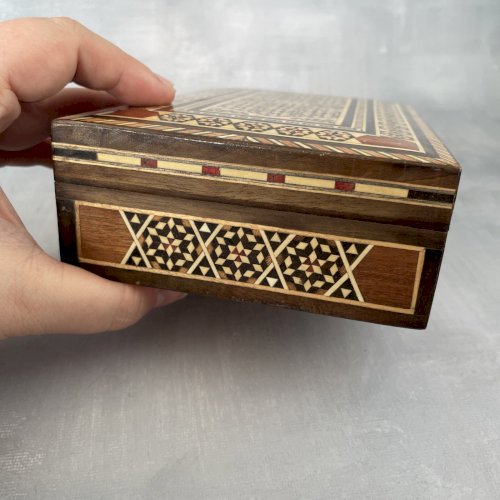 ART PERSAN Boite coffret bois marqueterie perse / Iran Khatam Kari ~18.5x11.5cm