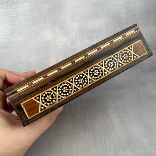 ART PERSAN Boite coffret bois marqueterie perse / Iran Khatam Kari ~18.5x11.5cm