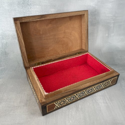 ART PERSAN Boite coffret bois marqueterie perse / Iran Khatam Kari ~18.5x11.5cm