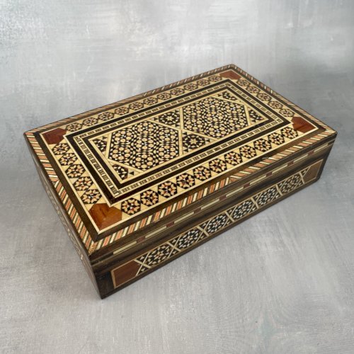 ART PERSAN Boite coffret bois marqueterie perse / Iran Khatam Kari ~18.5x11.5cm