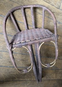 ancient folk art baby carrier wicker rattan Indochina China