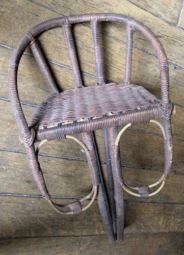 art populaire ancien porte enfant bébé osier rotin Indochine Chine