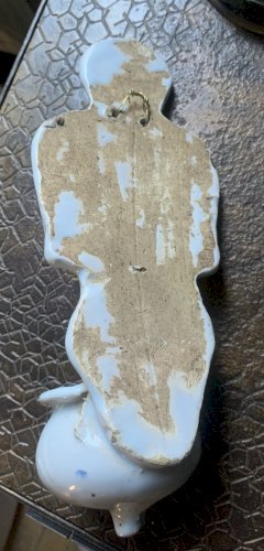 Art populaire bénitier de chevet à dosseret en faïence XVIIIe