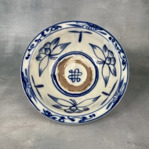 ASIA CHINA ceramic bowl with glazed surface and unidentified floral decoration