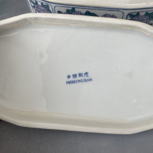 ASIE CHINE grande boite coffret vintage décor fleurs floral et oiseaux