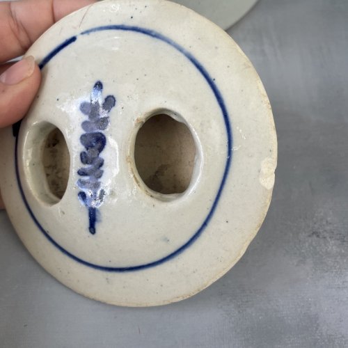 ASIE CHINE très grosse théière format familiale en grès a décor de coq bleu