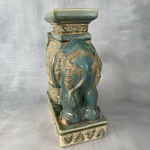 ASIE INDE vase éléphant en céramique émaillé vert bleu turquoise