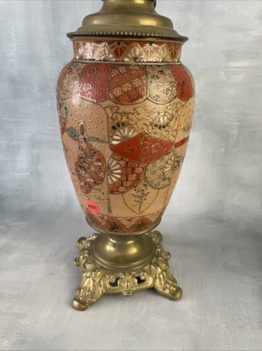 ASIE JAPON Satsuma vase ancien lampe à pétrole décorative, XIXe ?
