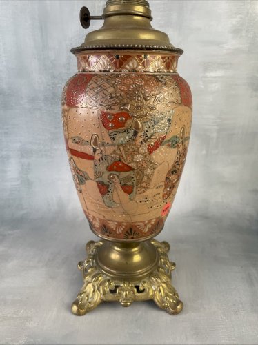 ASIE JAPON Satsuma vase ancien lampe à pétrole décorative, XIXe ?