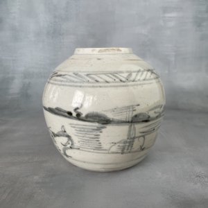 ASIA vase jar porcelain Asian decoration blue de Hue, Vietnam China? 19th century?