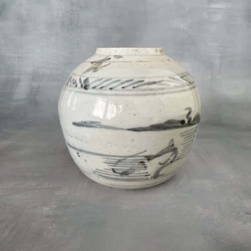 ASIE vase jarre porcelaine décor asiatique  bleu de hué , Vietnam Chine ? XIXe ?