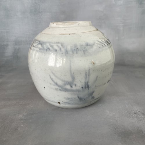 ASIE vase jarre porcelaine décor asiatique  bleu de hué , Vietnam Chine ? XIXe ?