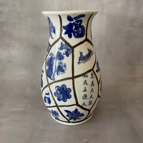 ASIE vase porcelaine de Chine effet mosaïque patchwork Haut.~24.5cm