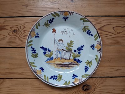 Plate 1793 Nevers earthenware authentic revolutionary period Constitution Year 1 rare