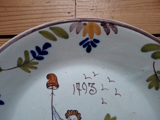 Assiette 1793 faïence de Nevers époque révolutionnaire authentique Constitution l'An 1 rare
