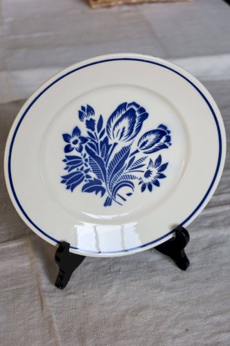 Assiette à dessert ancienne faïence Badonviller – Décor fleurs bleues