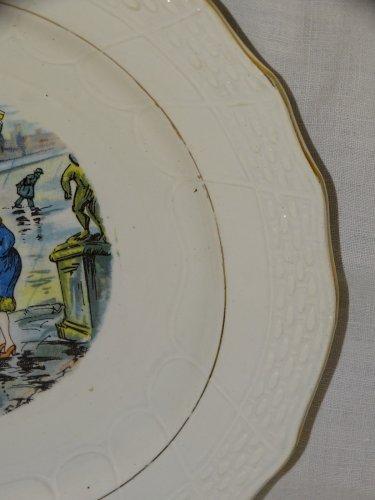 -ASSIETTE A DESSERT CERAMIQUE MOULIN DES LOUPS HAMAGE ANCIENNE MOIS de MARS   D