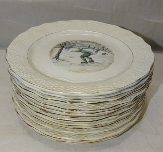 -ASSIETTE A DESSERT CERAMIQUE MOULIN DES LOUPS HAMAGE ANCIENNE MOIS JANVIER   D