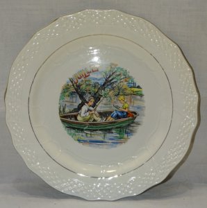 - DESSERT PLATE CERAMIC MOULIN DES LOUPS HAMAGE ANTIQUE MONTH JULY D