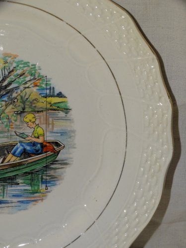 -ASSIETTE A DESSERT CERAMIQUE MOULIN DES LOUPS HAMAGE ANCIENNE MOIS  JUILLET   D