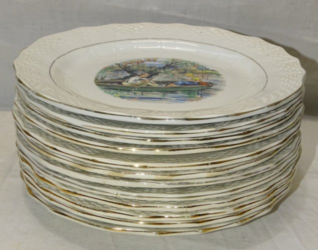 -ASSIETTE A DESSERT CERAMIQUE MOULIN DES LOUPS HAMAGE ANCIENNE MOIS  JUILLET   D