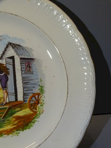 -ASSIETTE A DESSERT CERAMIQUE SAINT AMANDINOISE (non marquée) MOIS de JUILLET  D