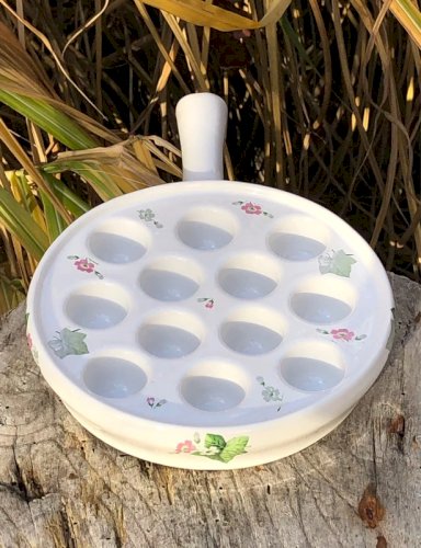 Assiette à escargots en porcelaine motifs Lierre et petites fleurs