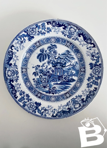 Assiette ancienne Creil et Montereau XIXe Porcelaine Opaque bleu