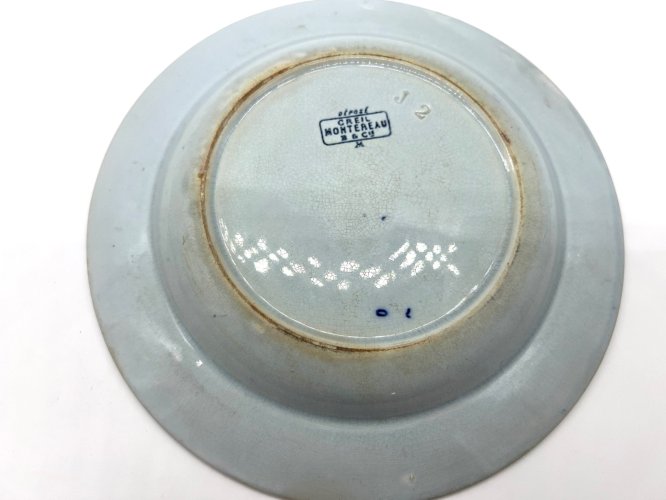 Assiette ancienne Creil & Montereau – décor bleu à motifs floraux et orientaux