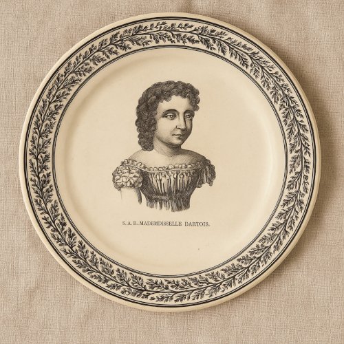 Assiette ancienne Creil Montereau XIXe – Portrait royal Mademoiselle d’Artois