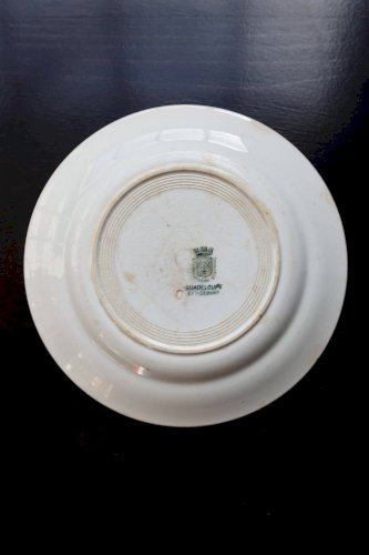 Assiette ancienne en terre de fer Saint-Amand, modèle Guadeloupe