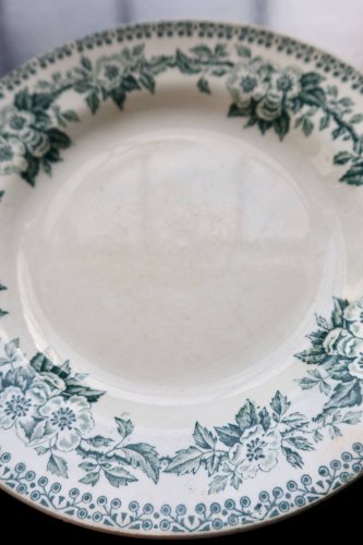 Assiette ancienne en terre de fer Saint-Amand, modèle Guadeloupe