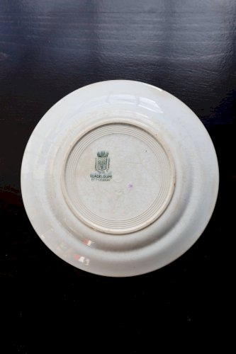 Assiette ancienne en terre de fer Saint-Amand, modèle Guadeloupe